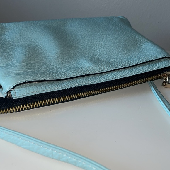 A. Bellucci Italian Leather Crossbody Baby blue and Gold Tone Hardware Small - Picture 6 of 9